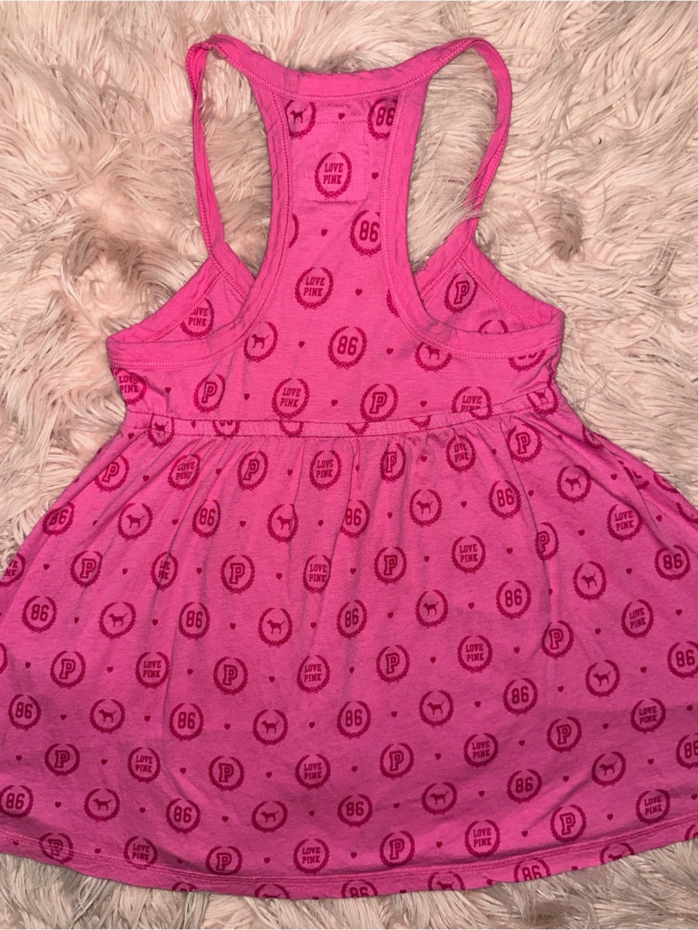 PINK Victoria's Secret Hot Pink Logo-Print Button-Front Cami - Picture 4 of 7